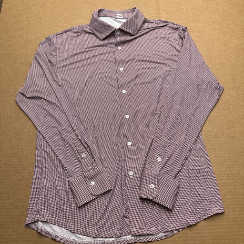State & Liberty Button Up Shirt Mens Sz 2XL Red Ginham Check Athletic Stretch